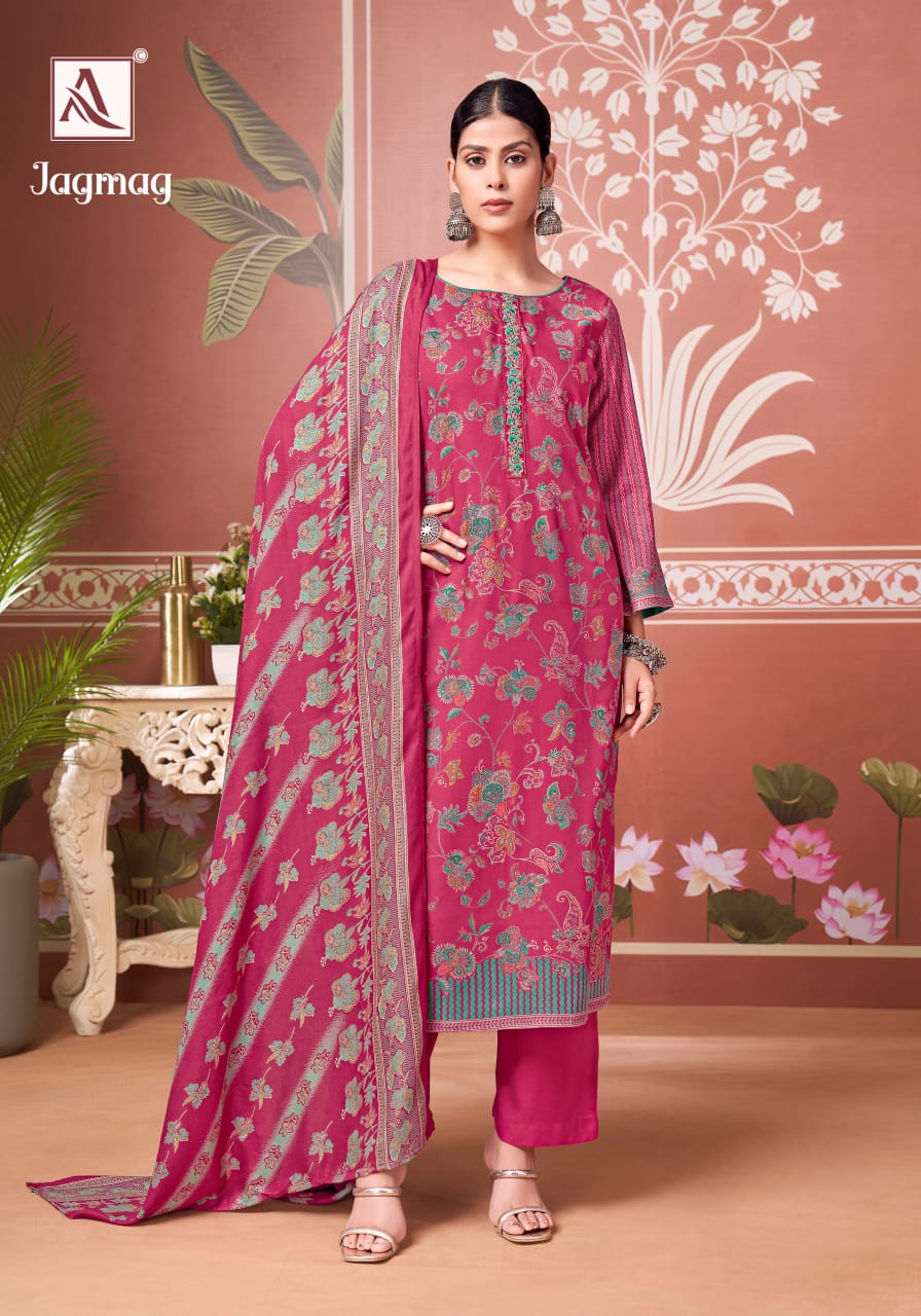 Jagmag Alok Viscose Karachi Pashmina Salwar Suits Wholesale Rate