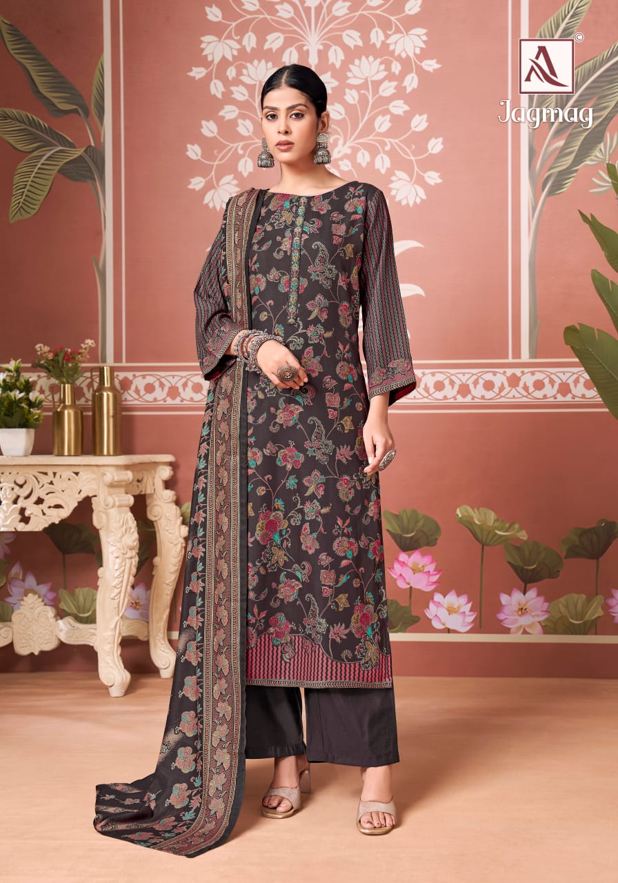 Jagmag Alok Viscose Karachi Pashmina Salwar Suits Wholesale Rate