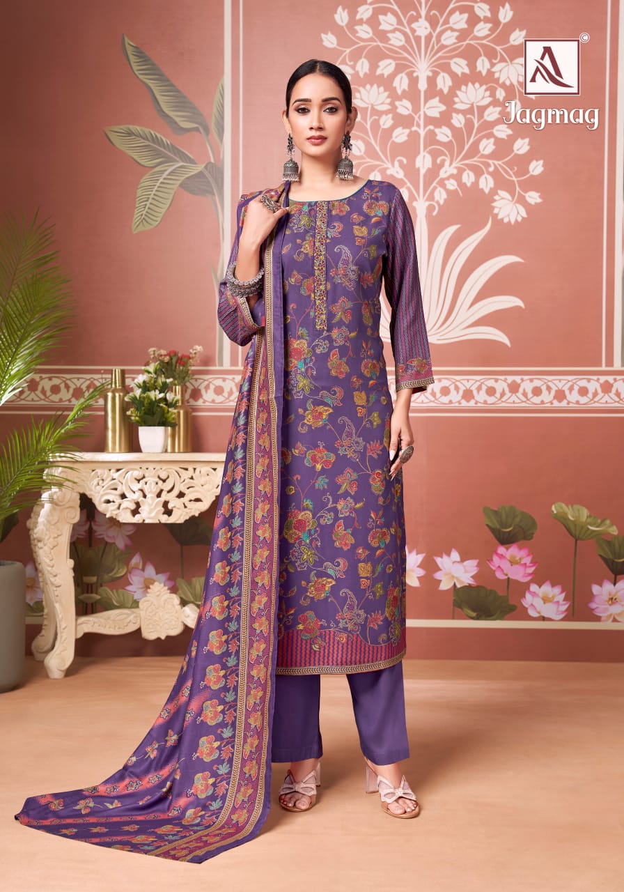 Jagmag Alok Viscose Karachi Pashmina Salwar Suits Wholesale Rate