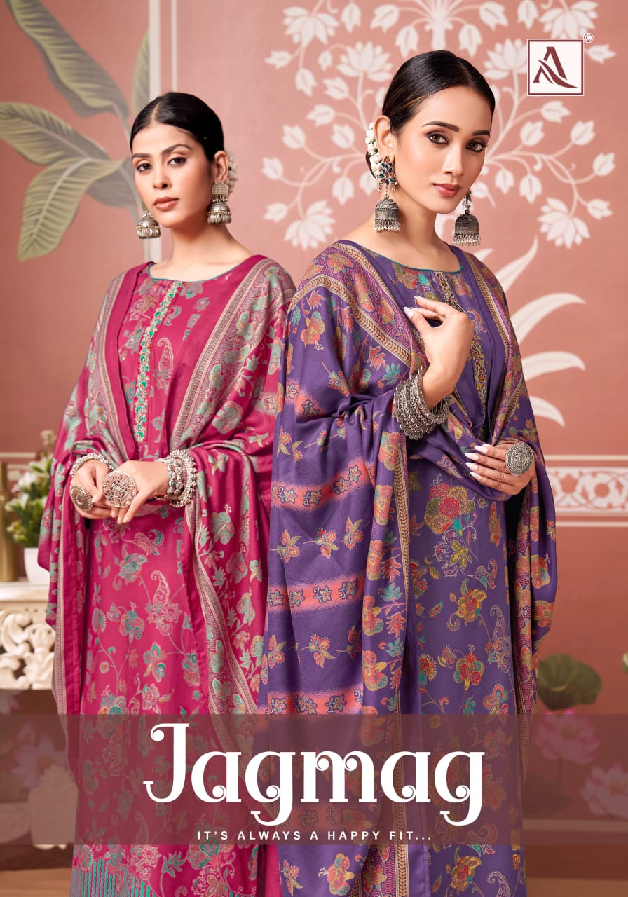 Jagmag Alok Viscose Karachi Pashmina Salwar Suits Wholesale Rate