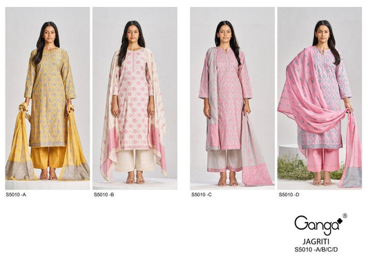 Jagriti 5010 Ganga Cotton Plazzo Style Suits Wholesale Price