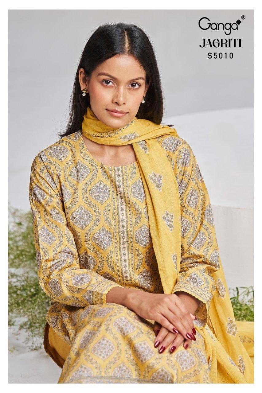 Jagriti 5010 Ganga Cotton Plazzo Style Suits Wholesale Price