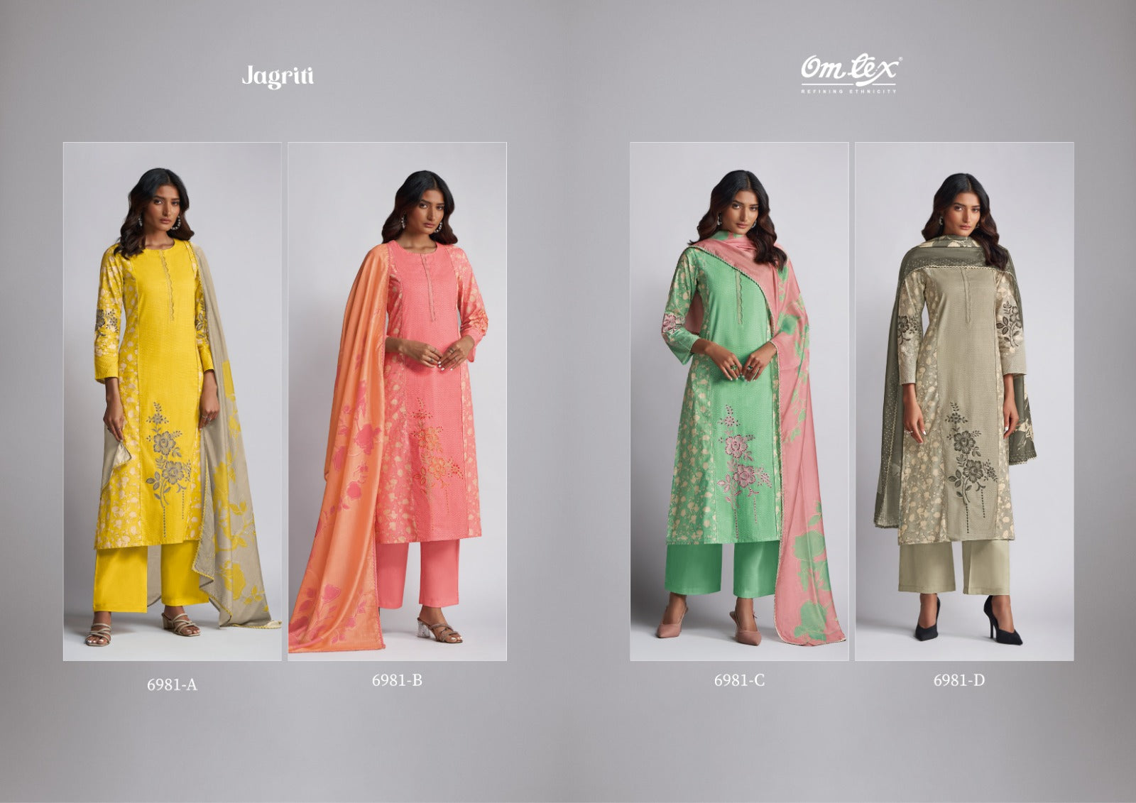 Jagriti Omtex Lawn Plazzo Style Suits Exporter Ahmedabad