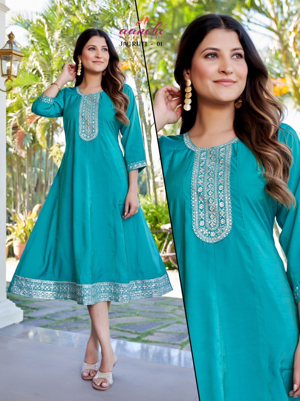 Jagruti Aanchi Shimmer Anarkali Kurtis Exporter Ahmedabad