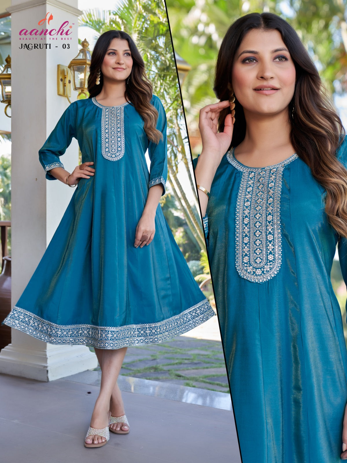 Jagruti Aanchi Shimmer Anarkali Kurtis Exporter Ahmedabad