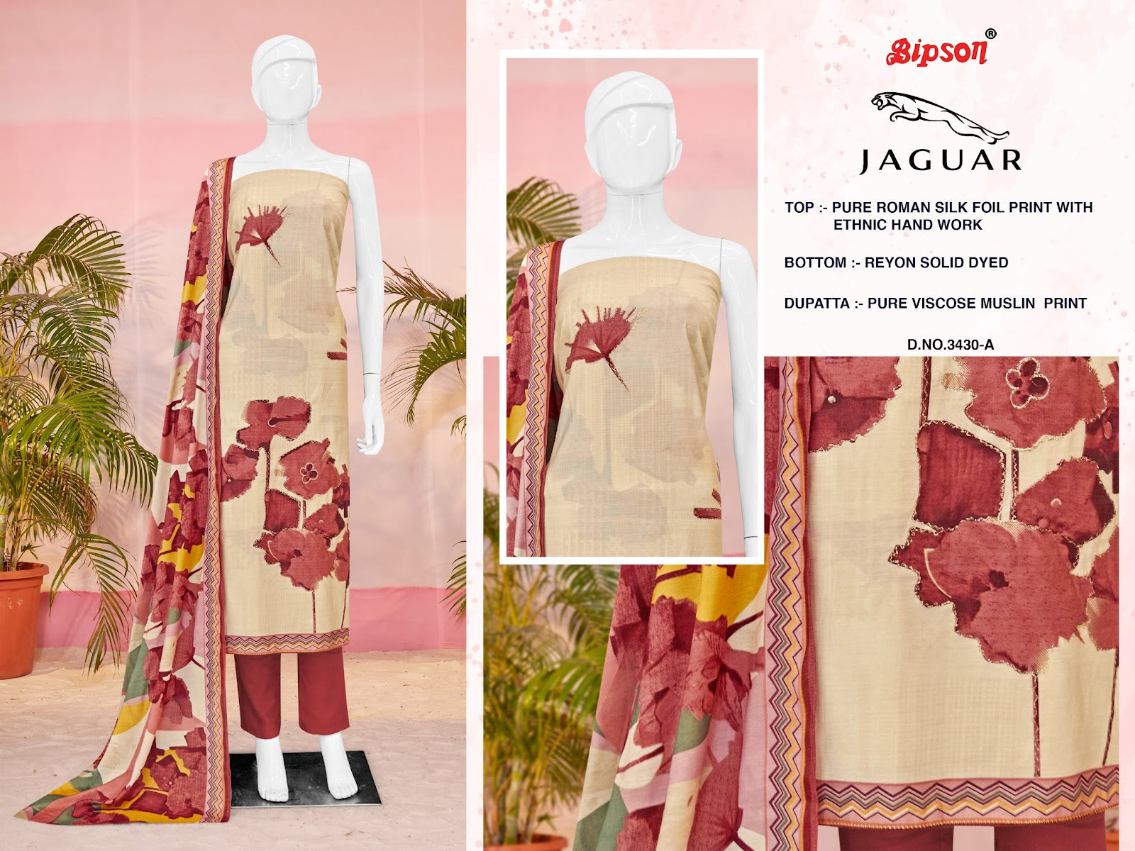 Jaguar 3430 Bipson Prints Roman Silk Pant Style Suits Exporter