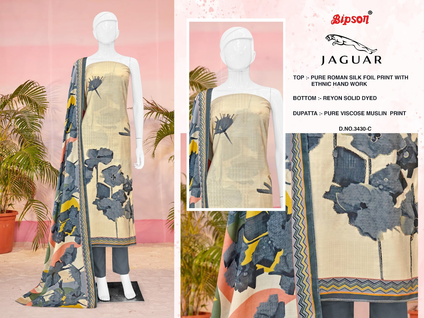 Jaguar 3430 Bipson Prints Roman Silk Pant Style Suits Exporter