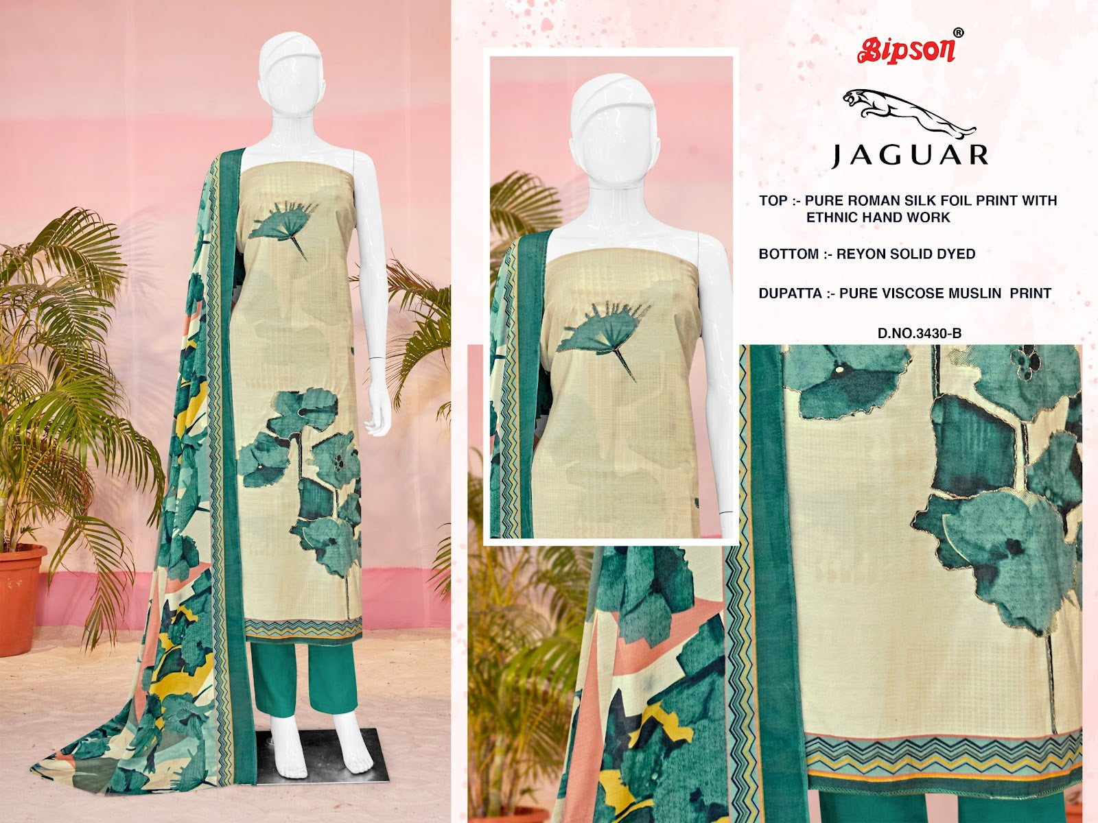 Jaguar 3430 Bipson Prints Roman Silk Pant Style Suits Exporter