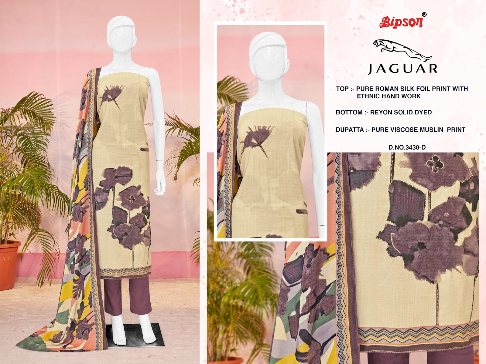 Jaguar 3430 Bipson Prints Roman Silk Pant Style Suits Exporter