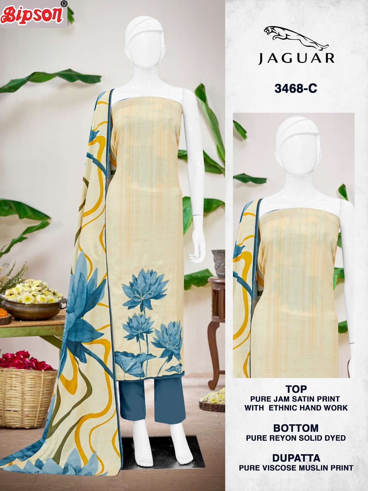 Jaguar 3468 Bipson Prints Pure Jaam Pant Style Suits Wholesale Price