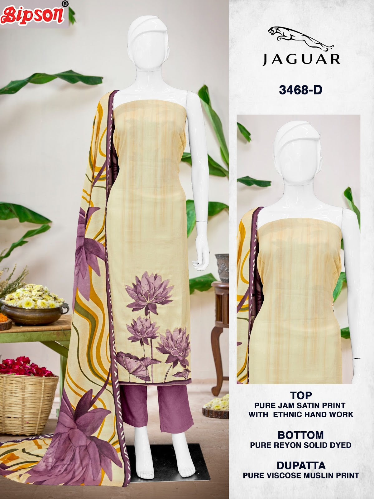 Jaguar 3468 Bipson Prints Pure Jaam Pant Style Suits Wholesale Price