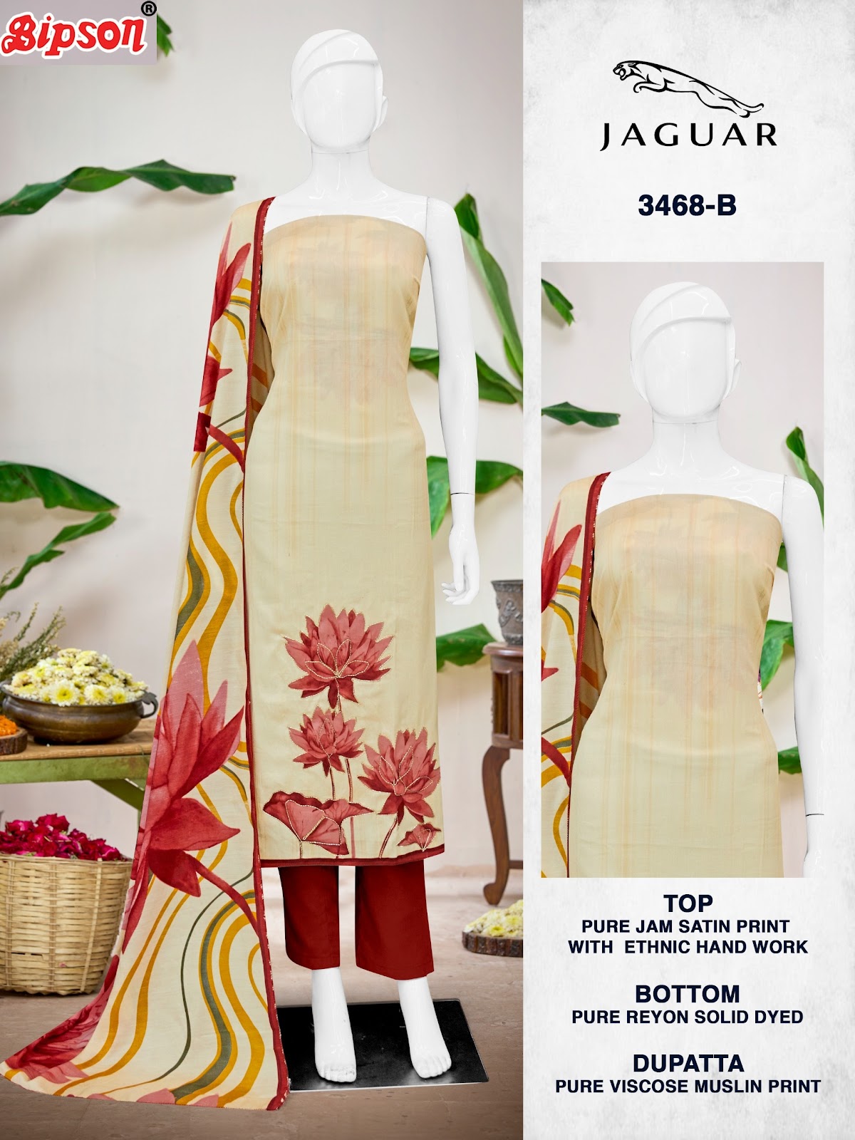 Jaguar 3468 Bipson Prints Pure Jaam Pant Style Suits Wholesale Price