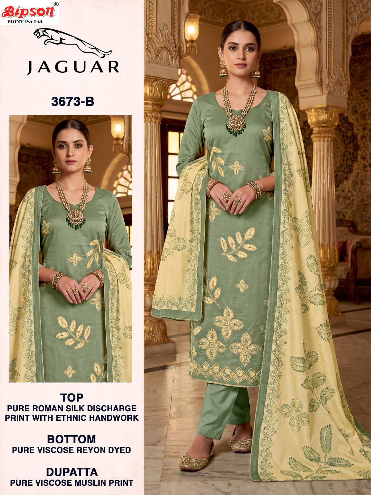 Jaguar 3673 Bipson Prints Muslin Pant Style Suits Manufacturer India