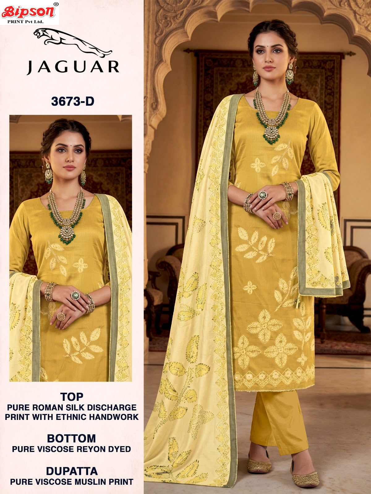 Jaguar 3673 Bipson Prints Muslin Pant Style Suits Manufacturer India