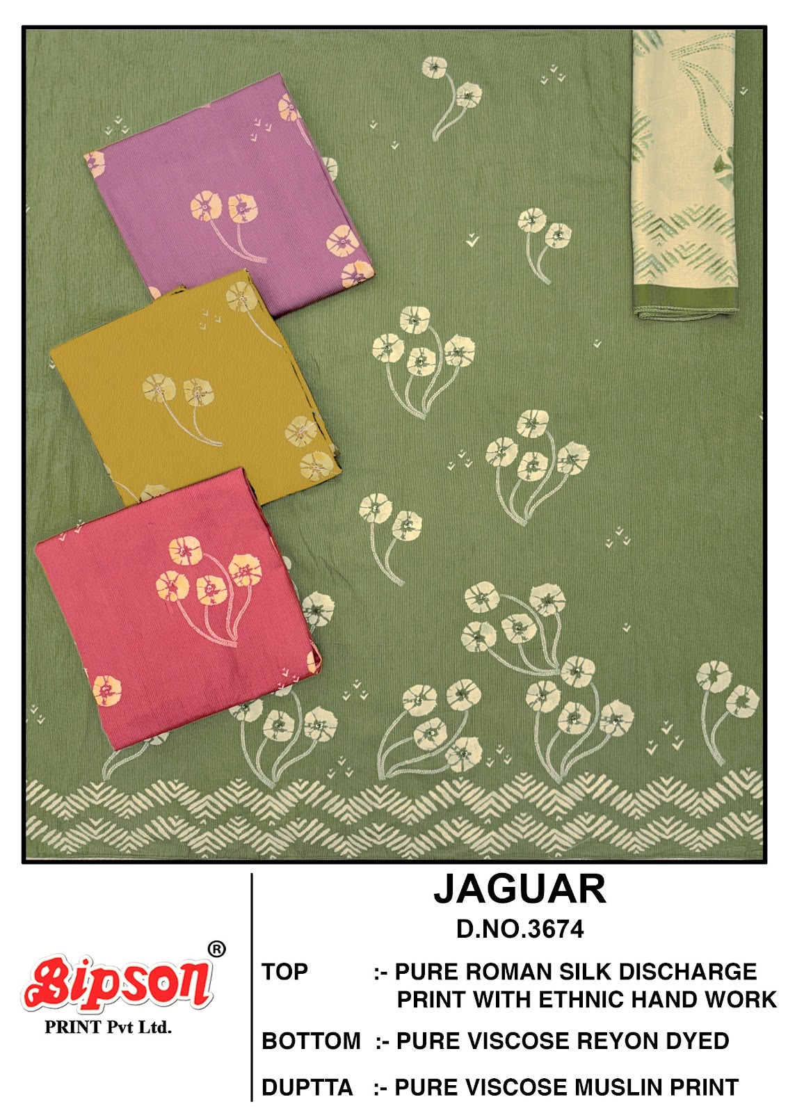 Jaguar 3674 Bipson Prints Muslin Pant Style Suits Wholesale Price