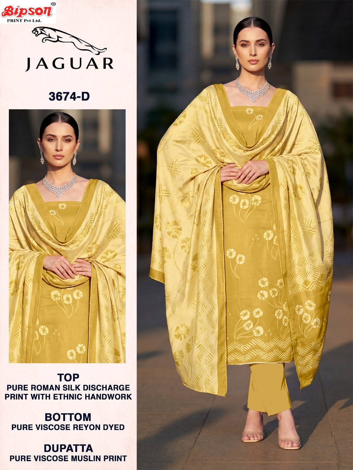 Jaguar 3674 Bipson Prints Muslin Pant Style Suits Wholesale Price