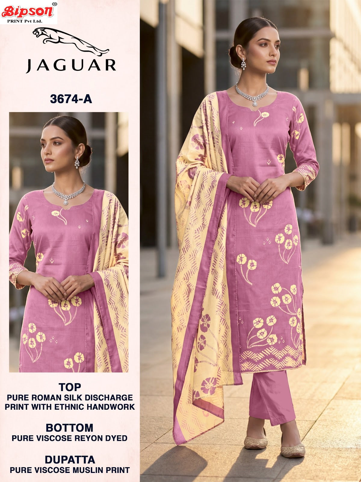 Jaguar 3674 Bipson Prints Muslin Pant Style Suits Wholesale Price