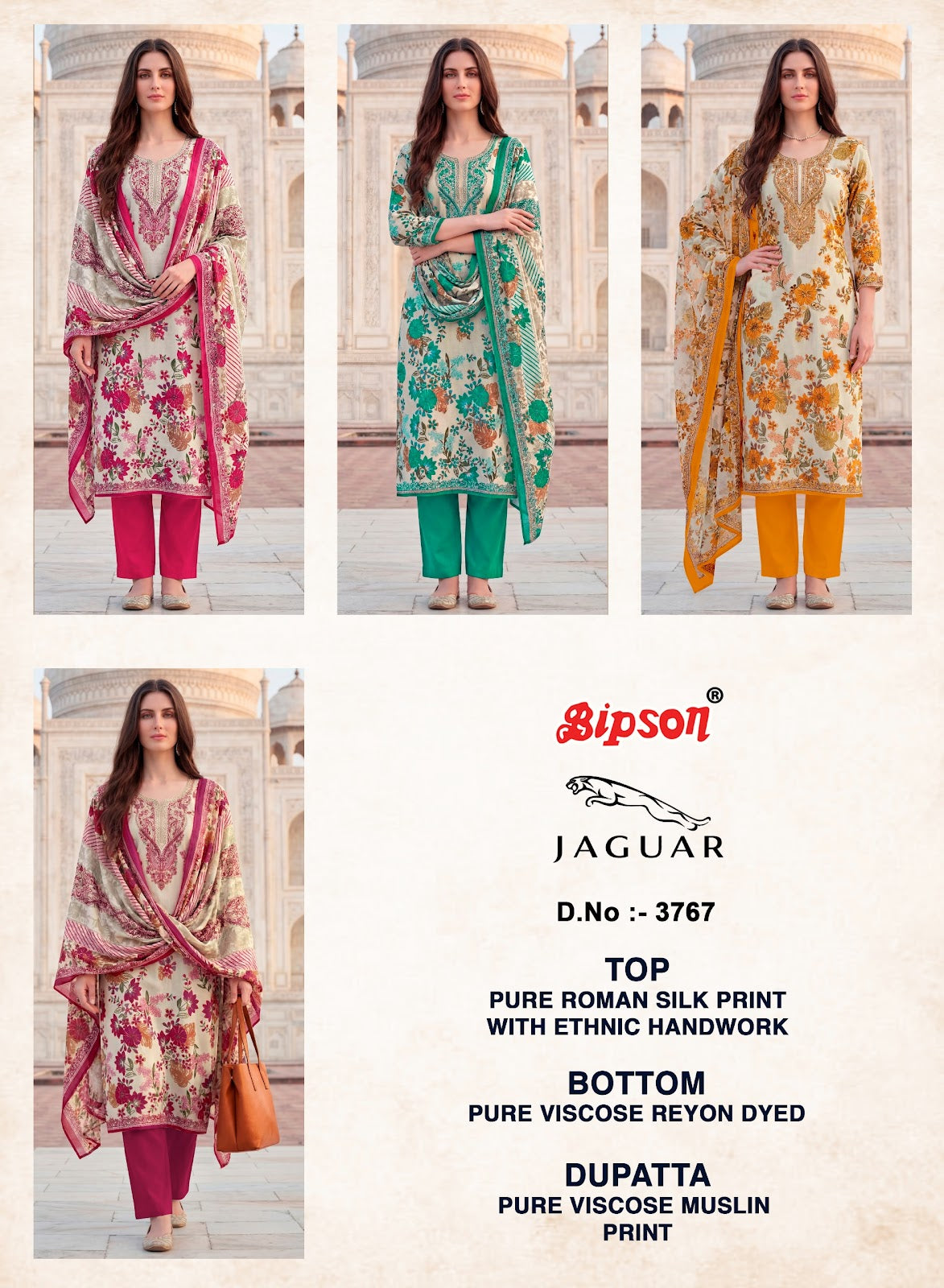 Jaguar 3767 Bipson Prints Roman Silk Pant Style Suits Supplier India