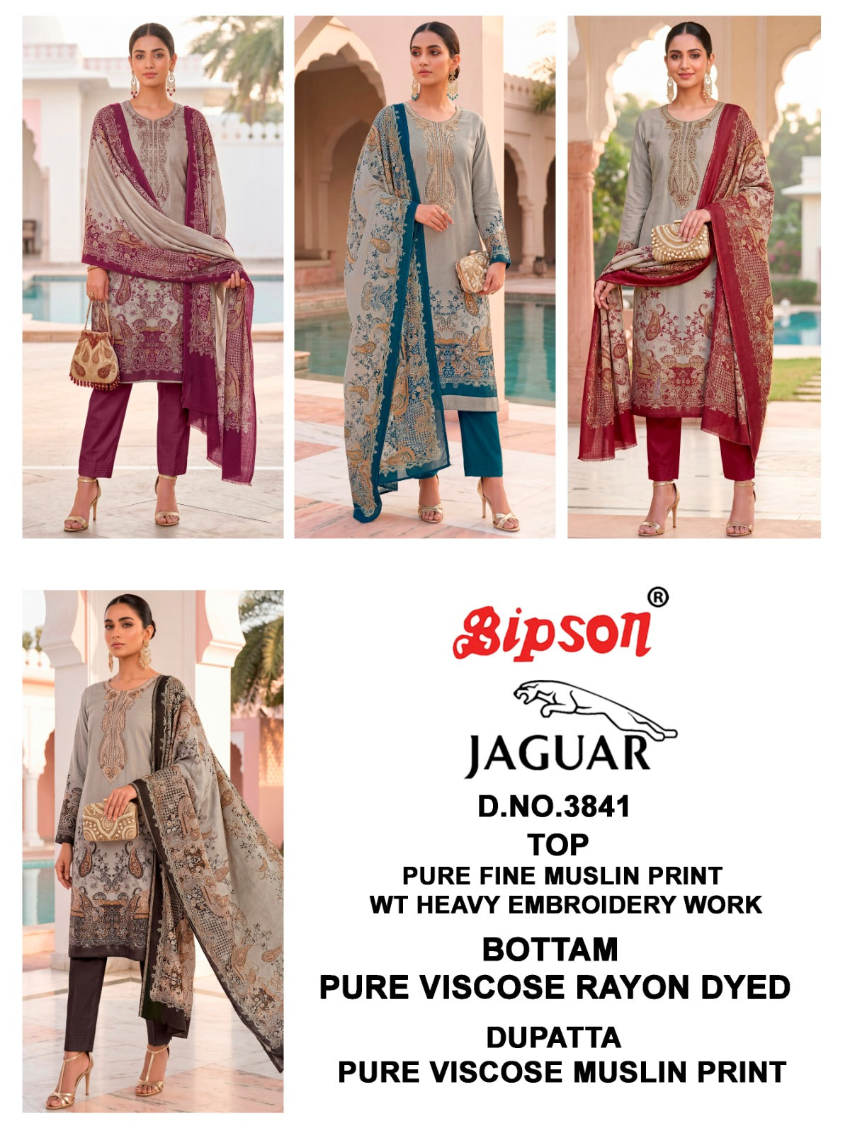 Jaguar 3841 Bipson Prints Muslin Pant Style Suits Supplier Ahmedabad