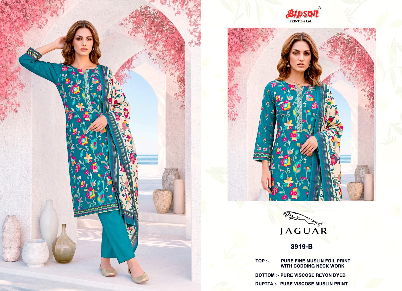 Jaguar 3919 Bipson Prints Muslin Pant Style Suits Wholesale