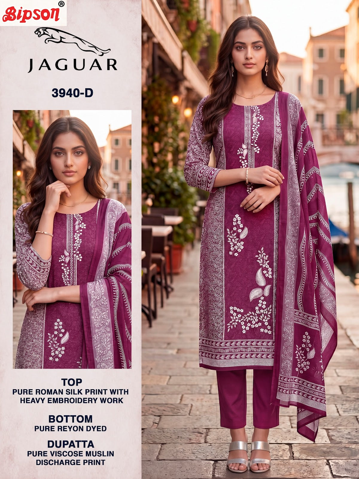Jaguar 3940 Bipson Prints Roman Silk Pant Style Suits Supplier India