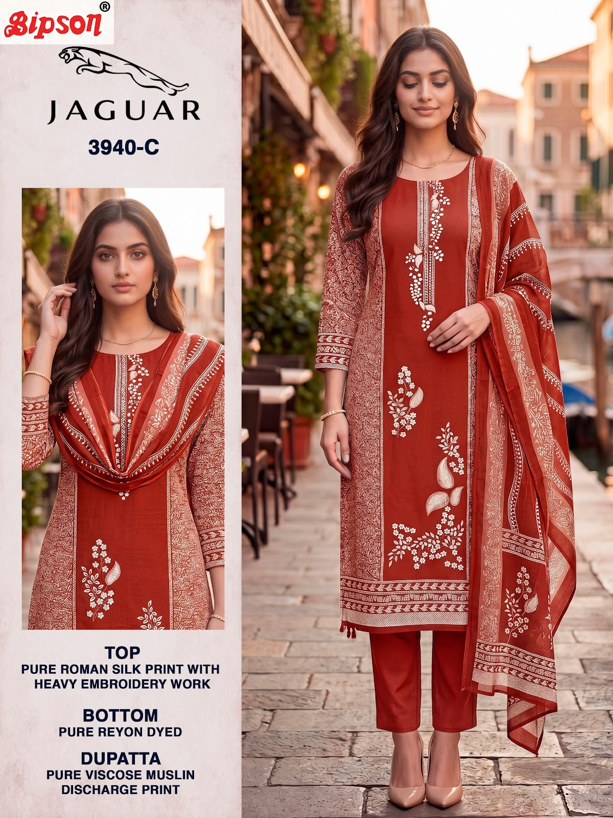 Jaguar 3940 Bipson Prints Roman Silk Pant Style Suits Supplier India