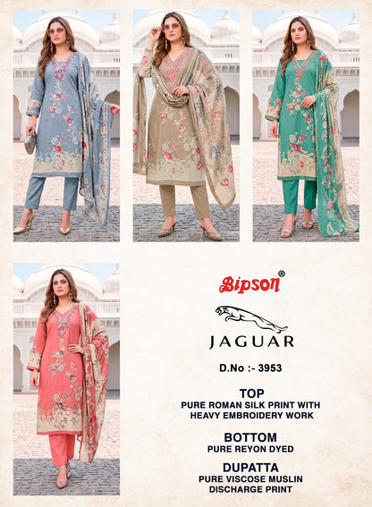 Jaguar 3953 Bipson Prints Roman Silk Pant Style Suits Exporter Gujarat