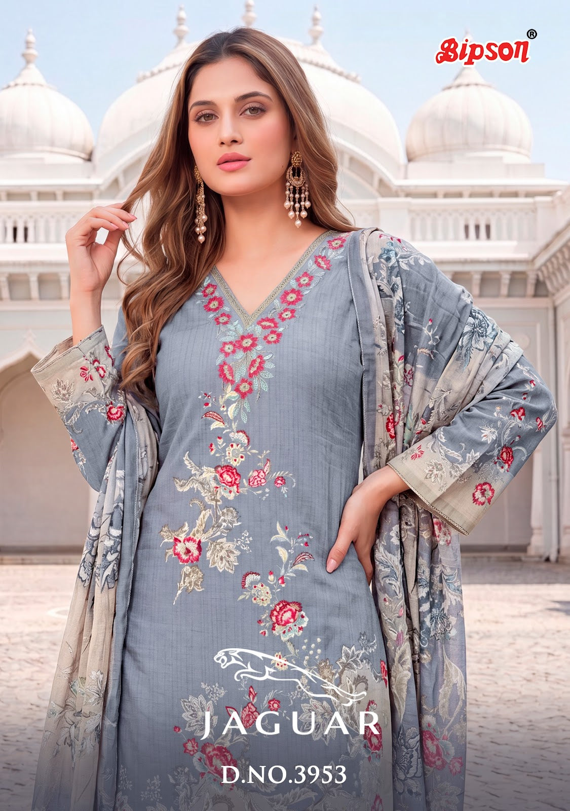 Jaguar 3953 Bipson Prints Roman Silk Pant Style Suits Exporter Gujarat