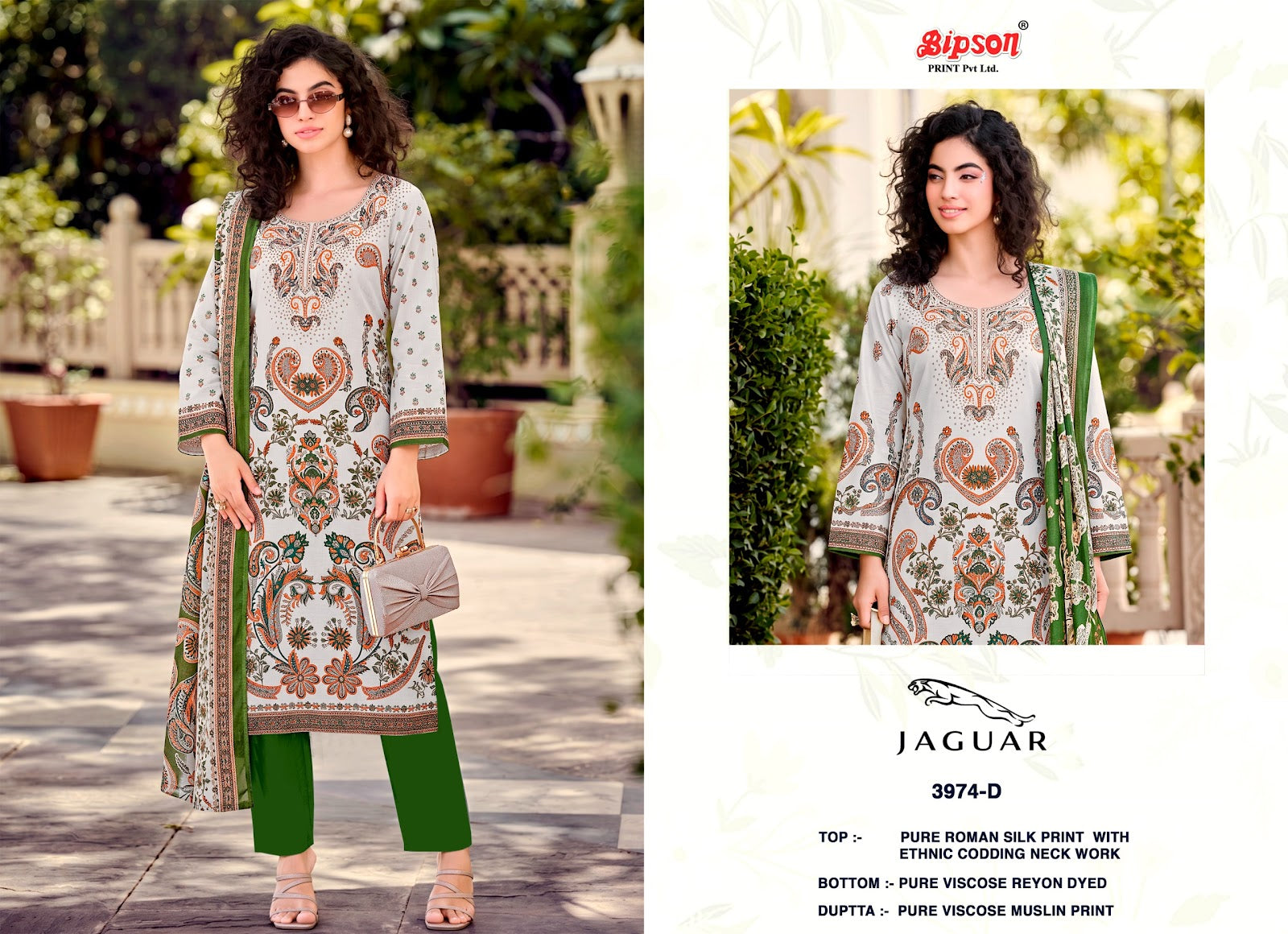 Jaguar 3974 Bipson Prints Roman Silk Pant Style Suits Wholesaler Gujarat