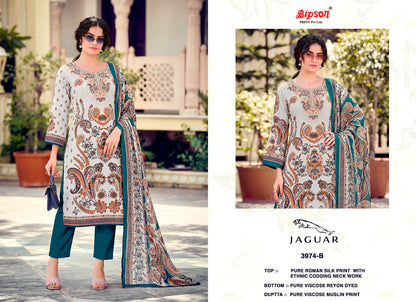 Jaguar 3974 Bipson Prints Roman Silk Pant Style Suits Wholesaler Gujarat