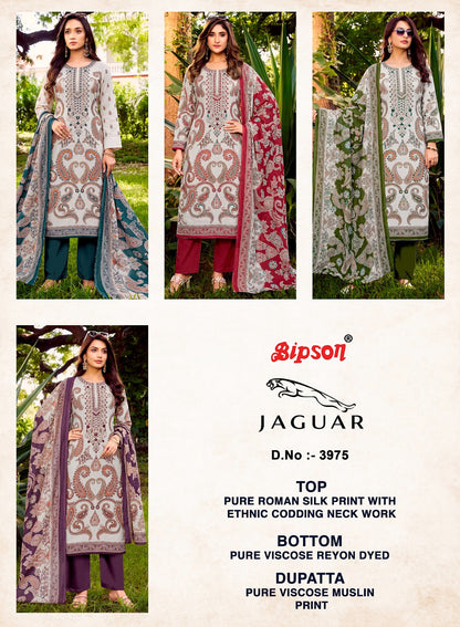 Jaguar 3975 Bipson Prints Roman Silk Pant Style Suits Exporter Gujarat