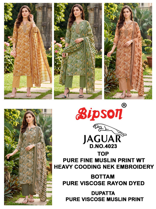 Jaguar 4023 Bipson Prints Muslin Pant Style Suits Wholesale