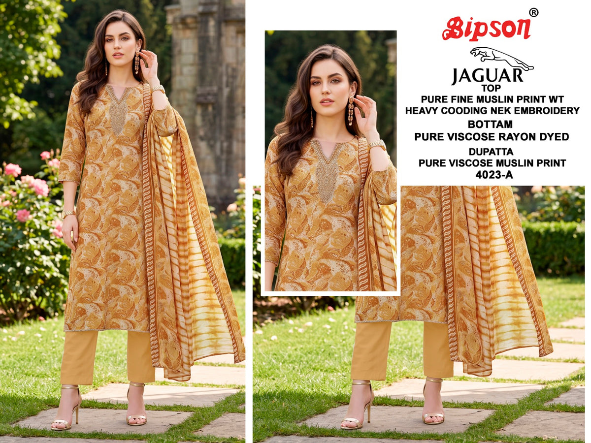 Jaguar 4023 Bipson Prints Muslin Pant Style Suits Wholesale