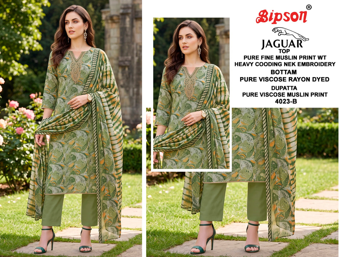 Jaguar 4023 Bipson Prints Muslin Pant Style Suits Wholesale