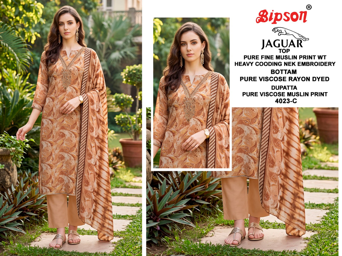 Jaguar 4023 Bipson Prints Muslin Pant Style Suits Wholesale