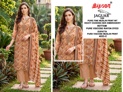Jaguar 4023 Bipson Prints Muslin Pant Style Suits Wholesale