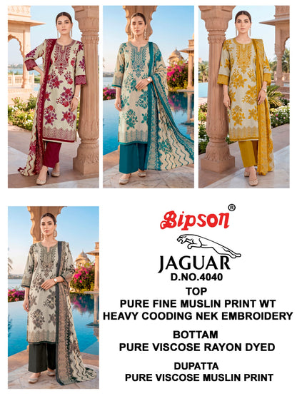 Jaguar 4040 Bipson Prints Muslin Pant Style Suits Manufacturer Gujarat