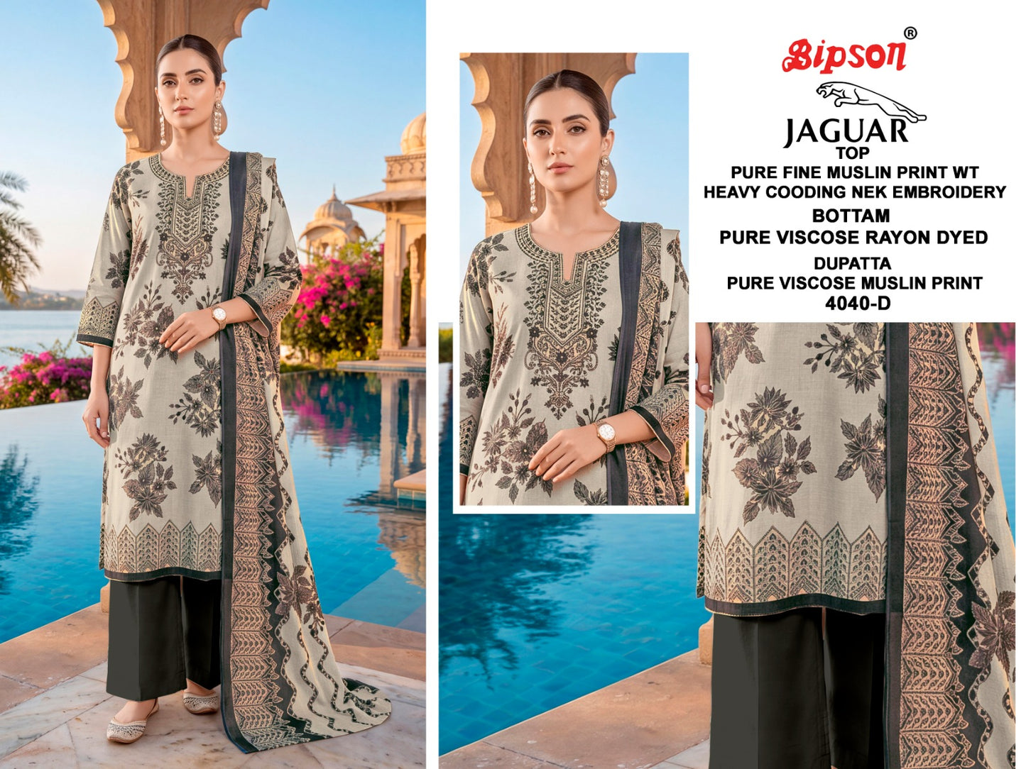 Jaguar 4040 Bipson Prints Muslin Pant Style Suits Manufacturer Gujarat