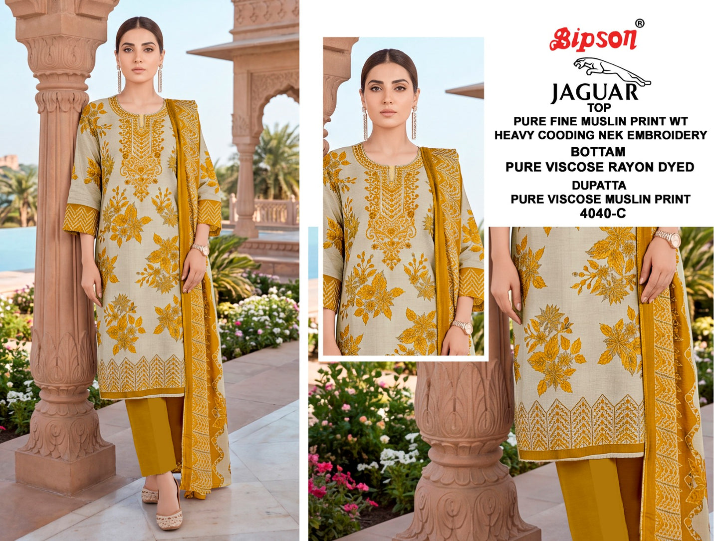 Jaguar 4040 Bipson Prints Muslin Pant Style Suits Manufacturer Gujarat