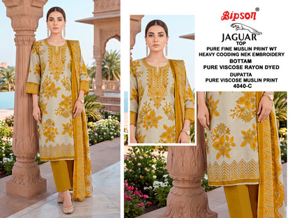 Jaguar 4040 Bipson Prints Muslin Pant Style Suits Manufacturer Gujarat