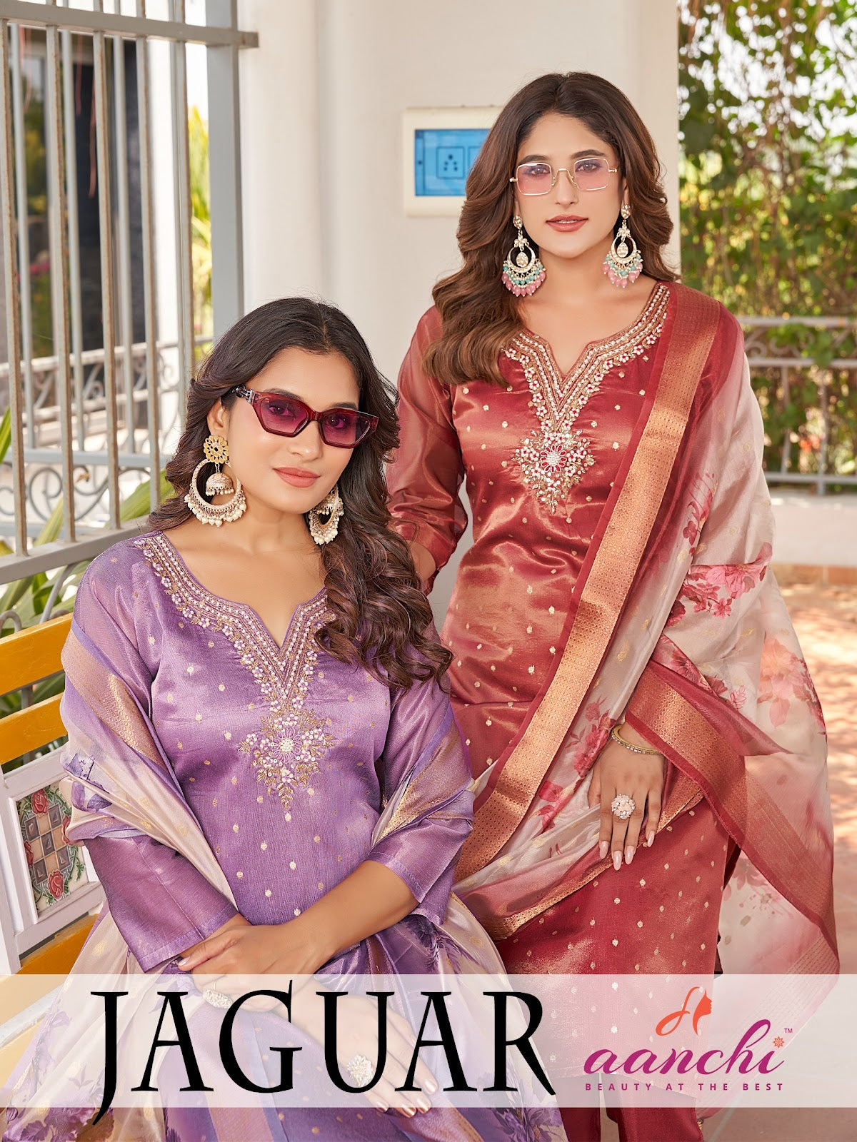 Jaguar Aanchi Shimmer Readymade Pant Style Suits Exporter