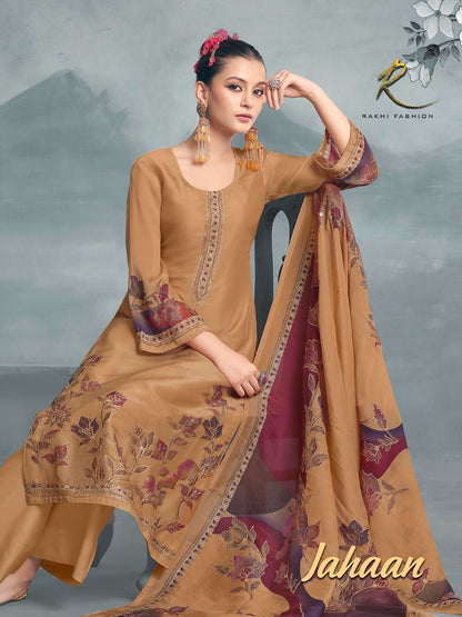Jahaan 55682 Rakhi Fashion Bemberg Silk Pant Style Suits Manufacturer India