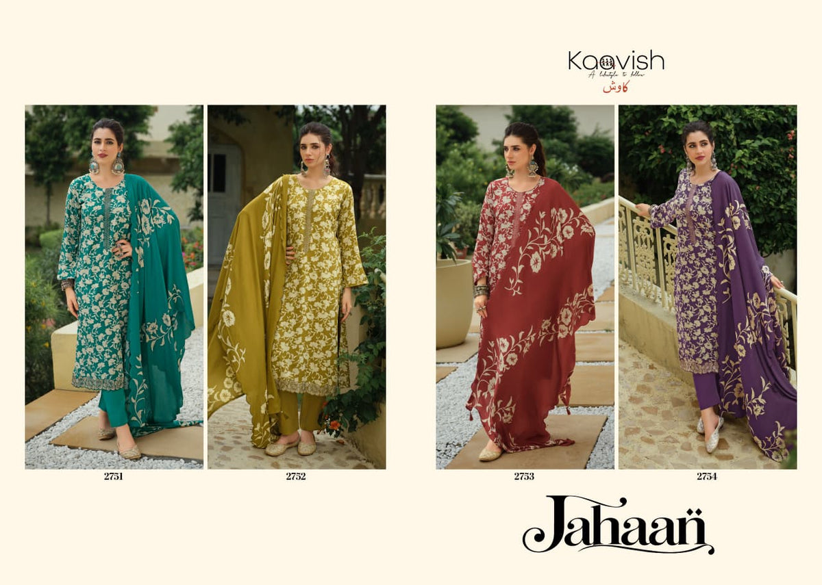 Jahaan Kaavish Viscose Pashmina Suits Wholesaler India