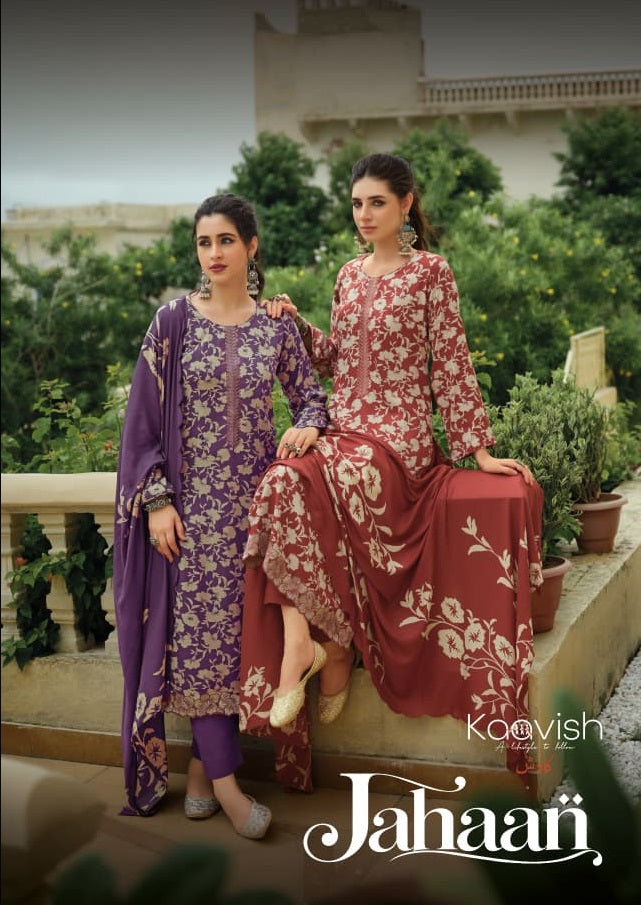 Jahaan Kaavish Viscose Pashmina Suits Wholesaler India