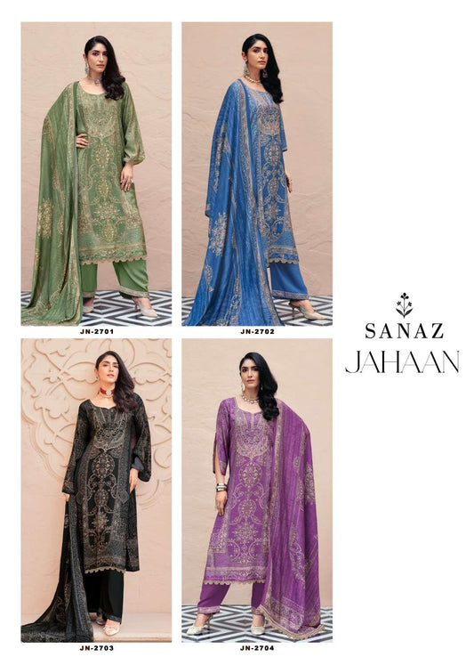 Jahaan Sanaz Viscose Muslin Pant Style Suits Wholesale Price