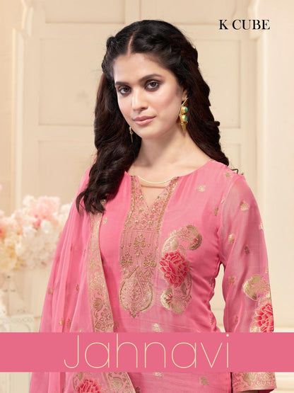 Jahnavi K Cube Organza Plazzo Style Suits Exporter Ahmedabad