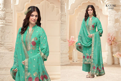 Jahnavi K Cube Organza Plazzo Style Suits Exporter Ahmedabad