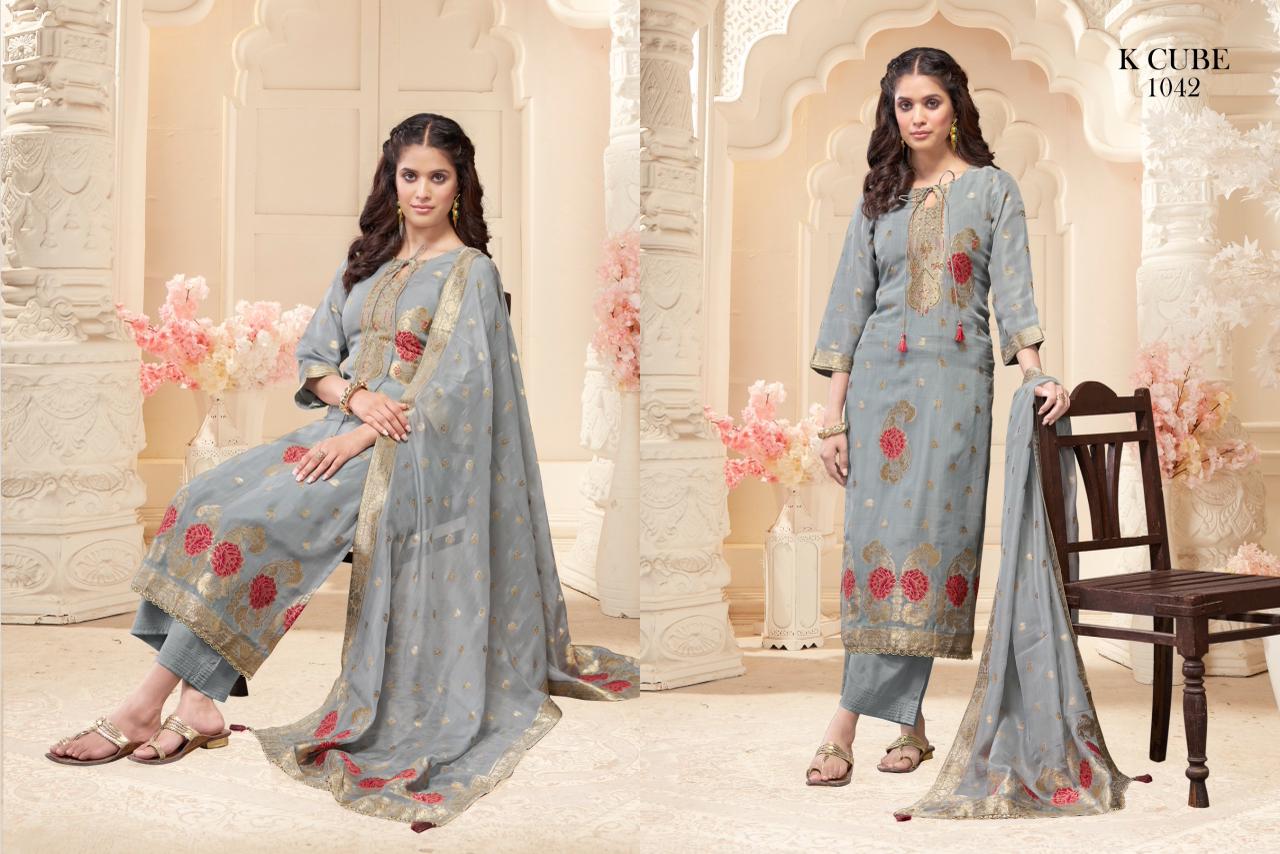 Jahnavi K Cube Organza Plazzo Style Suits Exporter Ahmedabad