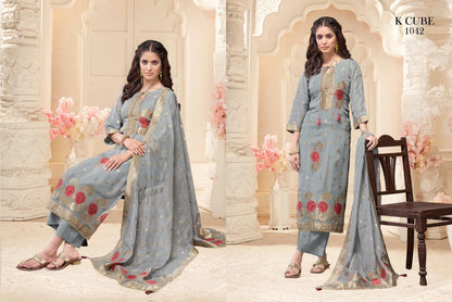 Jahnavi K Cube Organza Plazzo Style Suits Exporter Ahmedabad