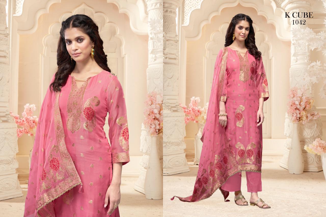 Jahnavi K Cube Organza Plazzo Style Suits Exporter Ahmedabad